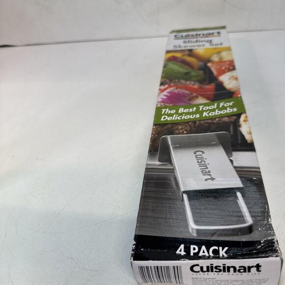 🍖Cuisinart Sliding Kabob BBQ Skewer - Set of 4 - Dual Prong Built In Slider 🍔 - Picture 1 of 2
